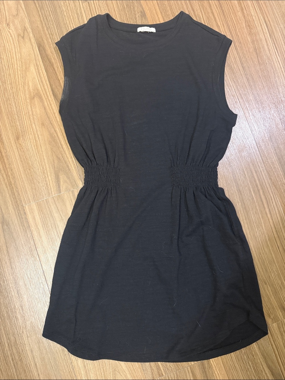 Z Supply Black Sleeveless Cinched-Waist Mini Dress